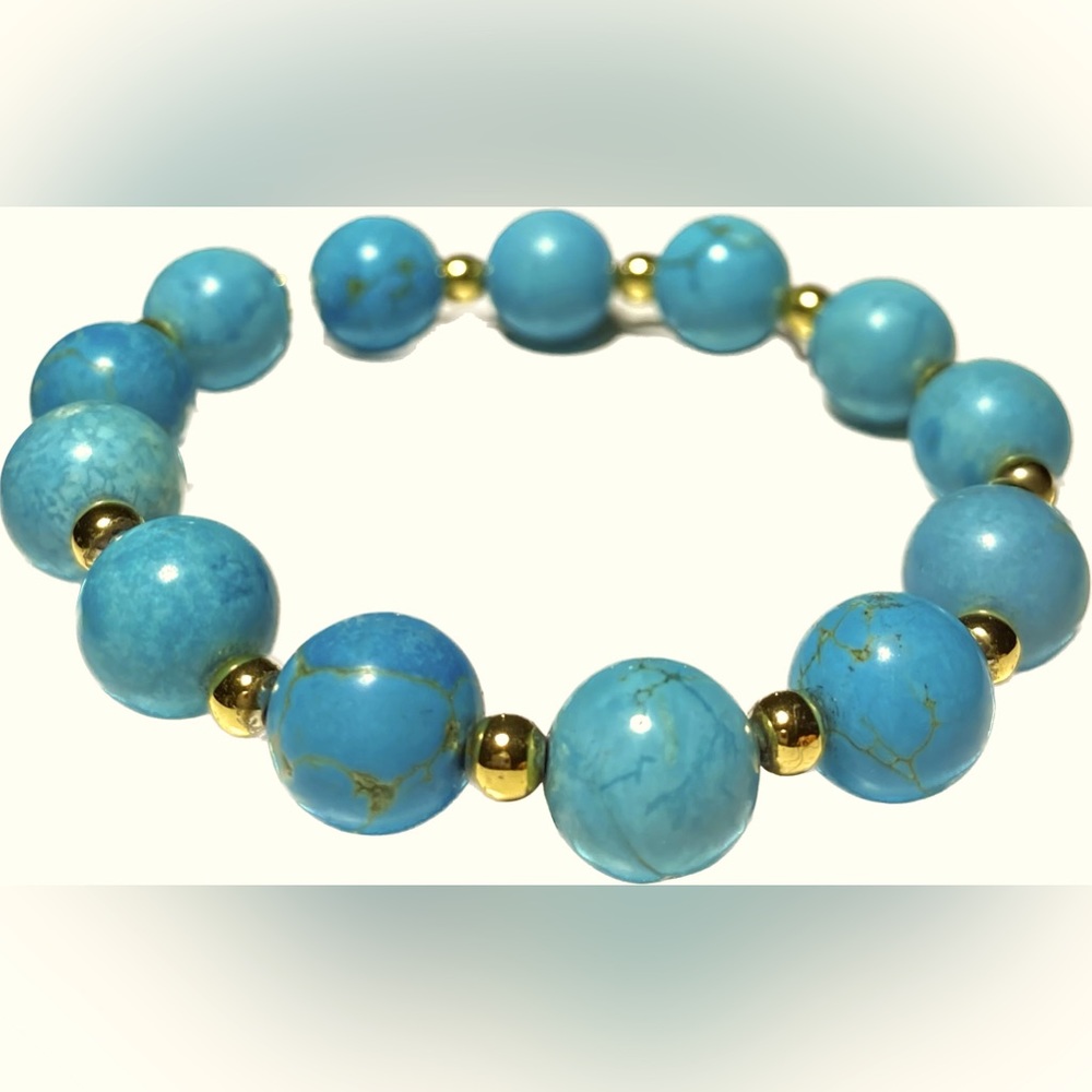 Turquoise Howlite Bracelet stretchy December Birthstone Gift